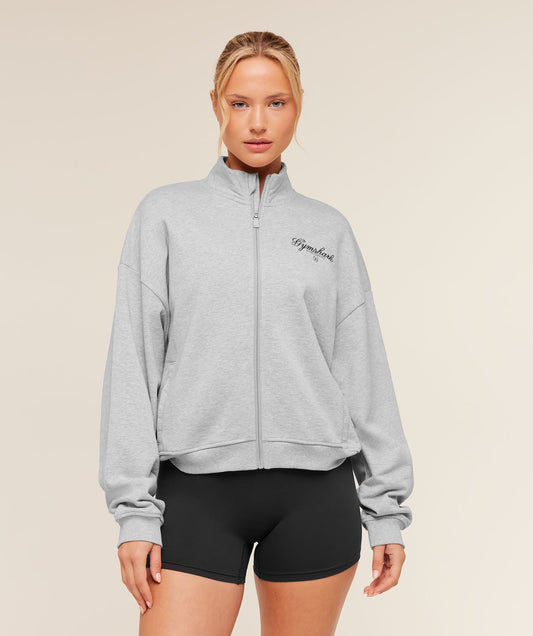 Script Embroidery Oversized Zip Through - US 4292