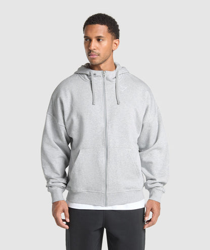 Crest Oversized Zip Up Hoodie - US 4474