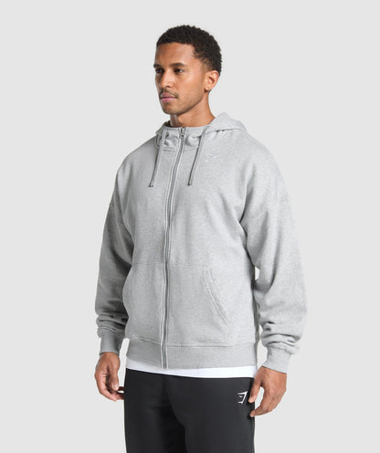 Crest Oversized Zip Up Hoodie - US 4474