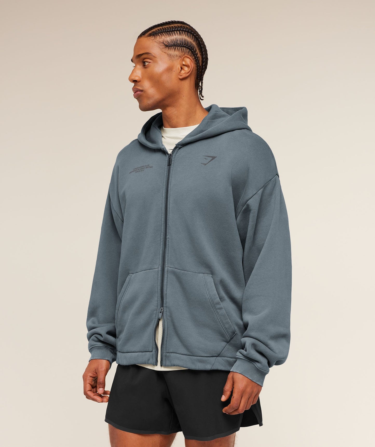 Conditioning Club Washed Zip Through Hoodie - US 4296