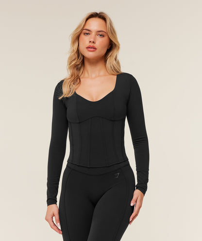 Corset Long Sleeve Crop Top - US 6401