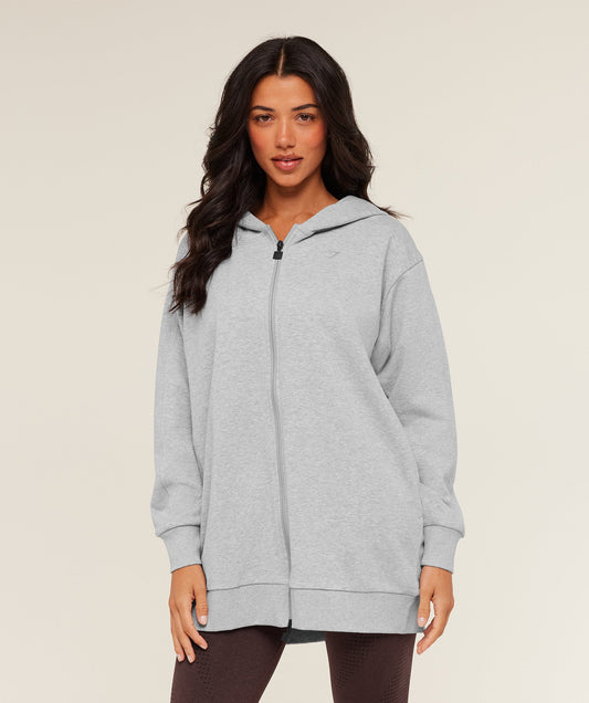 Covered Longline Zip Up Hoodie - US 6977
