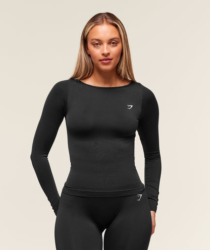 Everyday Seamless Wide Neck Long Sleeve Top - US 4947