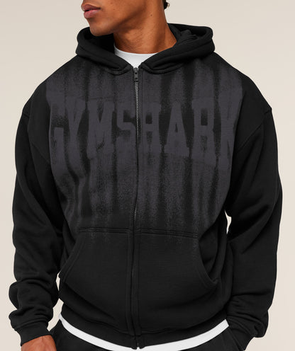 Fade Graphic Zip Through Hoodie - US 2536