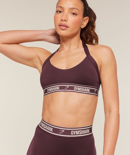 Light Support Halter Neck Logo Sports Bra - US 7768